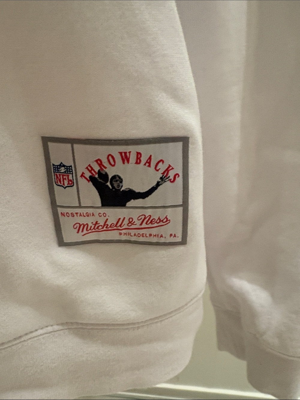 Mitchell & Ness White Throwbacks NFL Patch Sweatshirt - Picture 2 of 5